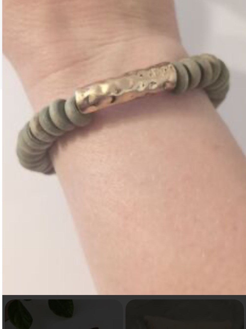 Plunder Olive Green Beaded Bracelet with Gold Accent